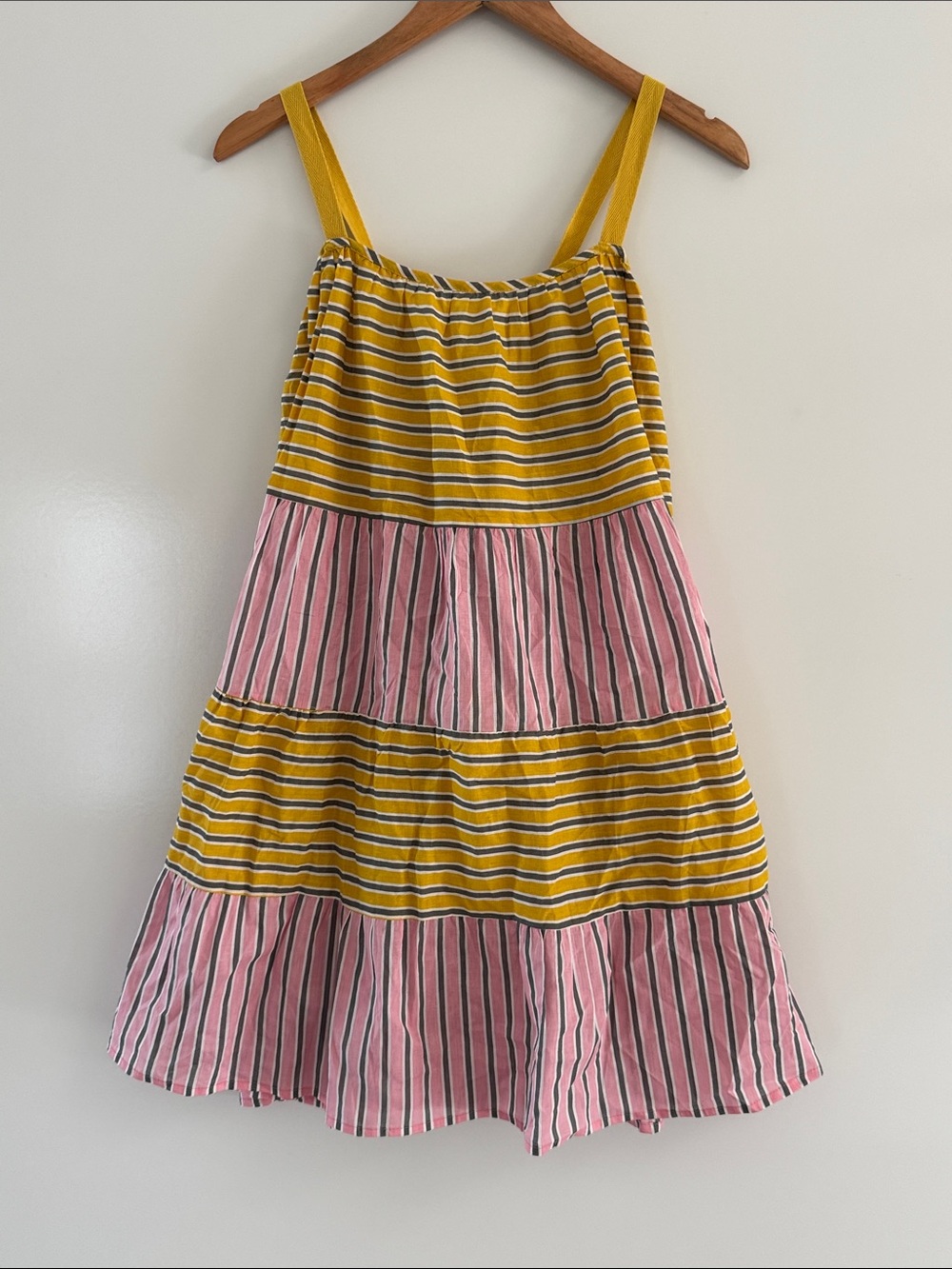 ASOS Yellow and Pink Striped Tiered Sundress